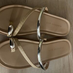 Madden Girl Metallic and Tan Sandals